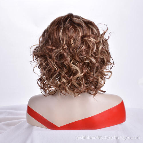 Aishili best-selling gold synthetic hair body deep wave hair female high quality Medium Wigs